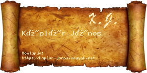 Káplár János névjegykártya