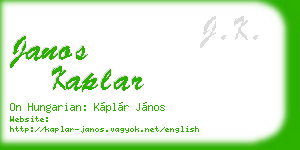 janos kaplar business card