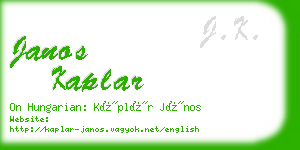 janos kaplar business card